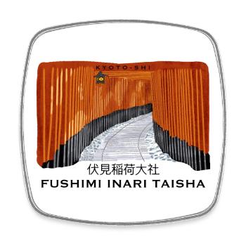 Japan, Kyoto, Fushimi Inari Taisha Torii Zeichnung - Viereckiger Kühlschrankmagnet - Weiß - Vorne