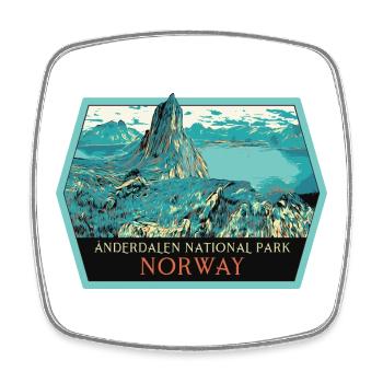 Anderdalen Landscape Badge: Norwegian Nature - Square fridge magnet - white - Front