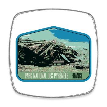 Pyrenees Landscape Escutcheon: Authentic Nature - Square fridge magnet - white - Front