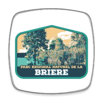 Écusson Paysage Brière : Nature Authentique - Magnet carré - blanc - Devant