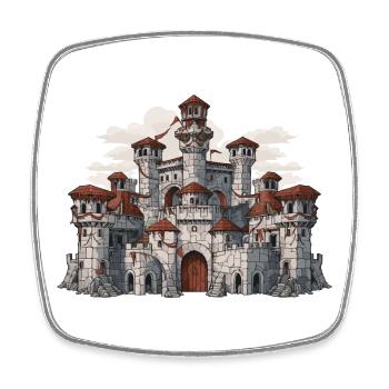 Medieval Castle Fortress Fantasy RPG Shirt - Square fridge magnet - white - Front
