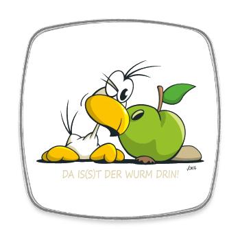 SITO - Da is(s)t der Wurm drin! - Viereckiger Kühlschrankmagnet - Weiß - Vorne