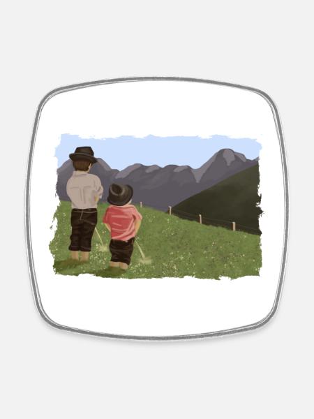 Biesler mit Aussicht - Viereckiger Kühlschrankmagnet - Weiß