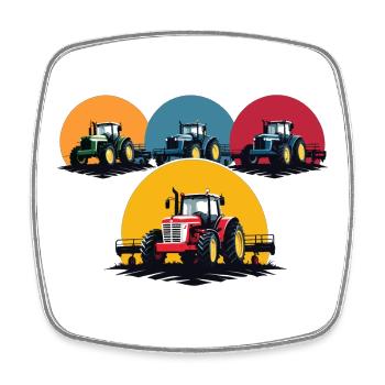 Bauer Traktor - Viereckiger Kühlschrankmagnet - Weiß - Vorne