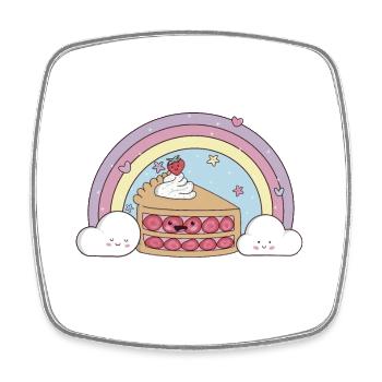 Kawaii Erdbeerkuchen – Sweet Design 🍰🌈 - Viereckiger Kühlschrankmagnet - Weiß - Vorne