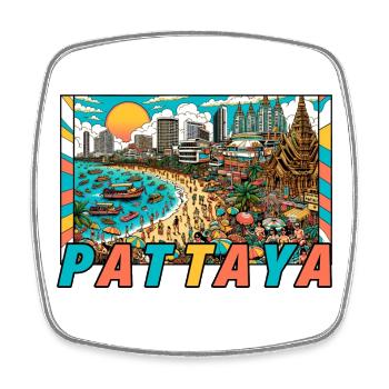 Pattaya Thailand Party Design - Viereckiger Kühlschrankmagnet - Weiß - Vorne