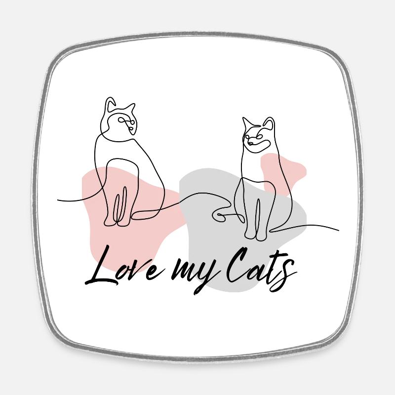 J’aime mes chats - Magnet carré - blanc