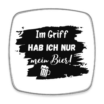 Im Griff hab ich nur mein Bier! - Viereckiger Kühlschrankmagnet - Weiß - Vorne