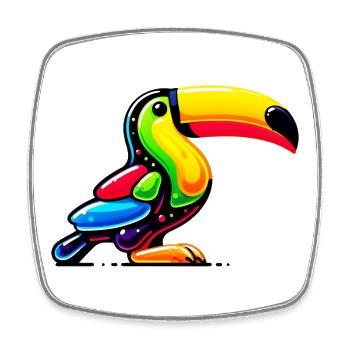Toucan - Square fridge magnet - white - Front