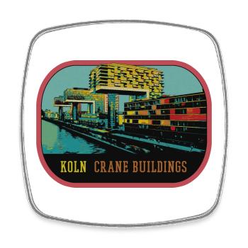 Cologne, The Crane Houses in the port of Rheinau - Square fridge magnet - white - Front