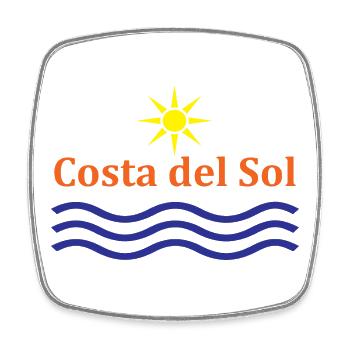 Costa del Sol Sonne und Wellen Design - Viereckiger Kühlschrankmagnet - Weiß - Vorne