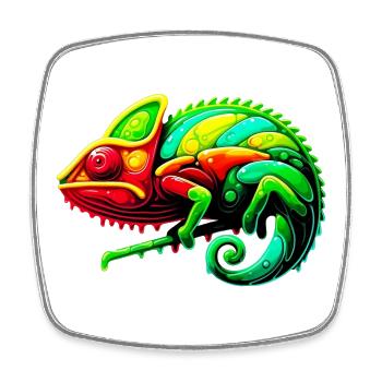 Chameleon - Square fridge magnet - white - Front