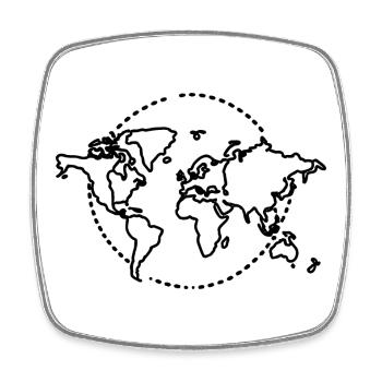 Croquis de carte du monde - Magnet carré - blanc - Devant