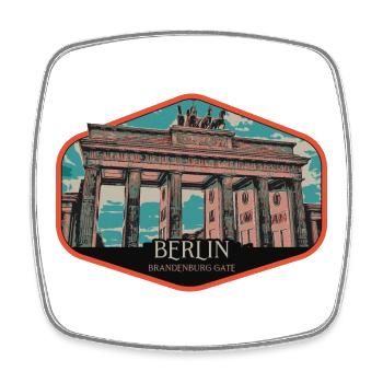 Brandenburger Tor Illustration, Berlin - Viereckiger Kühlschrankmagnet - Weiß - Vorne