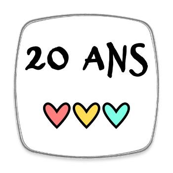 20. 20 YEARS. 20th ANNIVERSARY. 20TH ANNIVERSARY. - Square fridge magnet - white - Front
