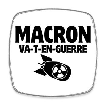 anti-war, Macron, stop war - Square fridge magnet - white - Front