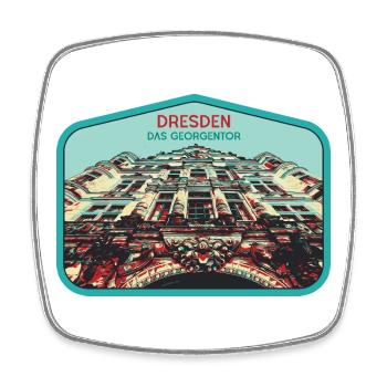 Illustration: Georgentor, Dresde - Magnet carré - blanc - Devant