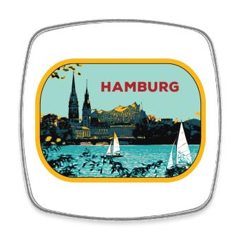 River Hamburg: Sailboat Illustration - Square fridge magnet - white - Front
