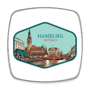Hamburg, eine historische deutsche Stadt - Viereckiger Kühlschrankmagnet - Weiß - Vorne