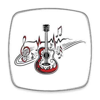 Battement de cœur Guitare Notes de musique Pulse - Magnet carré - blanc - Devant