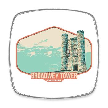 Illustration Broadwey Tower, Worcestershire - Viereckiger Kühlschrankmagnet - Weiß - Vorne
