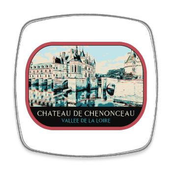 Illustration Château Chenonceau, Vallée Loire - Magnet carré - blanc - Devant