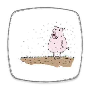 my english is under all pig lustiger spruch - Viereckiger Kühlschrankmagnet - Weiß - Vorne