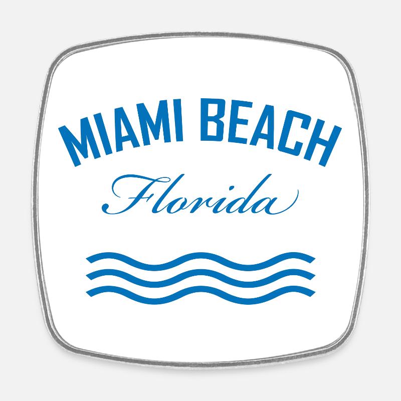 Miami Beach Florida Vintage Logo - Square fridge magnet - white