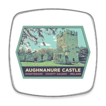 Aughnanur Castle, Oughterard in Irland - Viereckiger Kühlschrankmagnet - Weiß - Vorne
