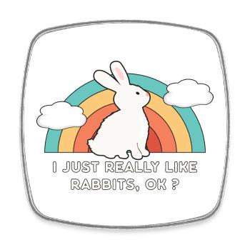 80 ' s 90 ' s soleil rétro avec lapin lapin disant - Magnet carré - blanc - Devant