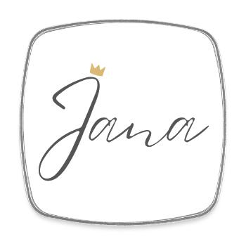 Chemise Couronne Princesse Jana – Nom avec lettre J - Magnet carré - blanc - Devant