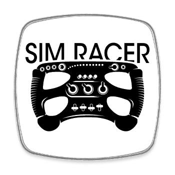 Sim Racer gaming Lenkrad Formel Rennsport Symbol - Viereckiger Kühlschrankmagnet - Weiß - Vorne