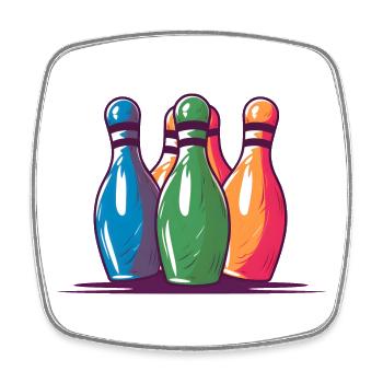 Quilles de bowling style comique - Magnet carré - blanc - Devant