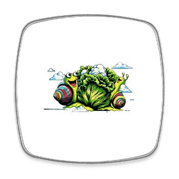 denglisch spruch now we have the salad schnecke - Viereckiger Kühlschrankmagnet - Weiß - Vorne