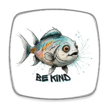Sei Freundlich - Niedlicher Fisch Aquarell Kunst - Viereckiger Kühlschrankmagnet - Weiß - Vorne
