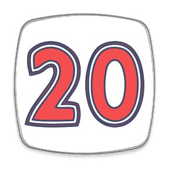 20. 20 JAHRE. 20-JÄHRIGES JUBILÄUM - Viereckiger Kühlschrankmagnet - Weiß - Vorne