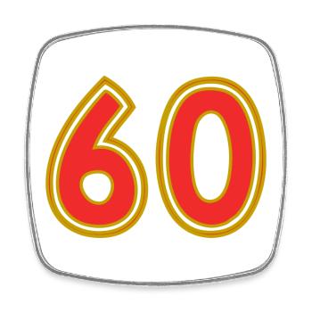 60. 60 JAHRE. 60-JÄHRIGES JUBILÄUM. 60. GEBURTSTAG. - Viereckiger Kühlschrankmagnet - Weiß - Vorne