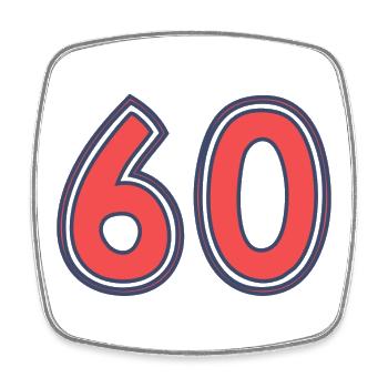 60. 60 YEARS. 60th ANNIVERSARY - Square fridge magnet - white - Front