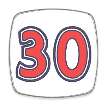 30. 30 YEARS. 30th ANNIVERSARY. 30TH ANNIVERSARY. - Square fridge magnet - white - Front