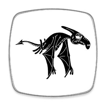 Black Flying Dinosaur - Square fridge magnet - white - Front