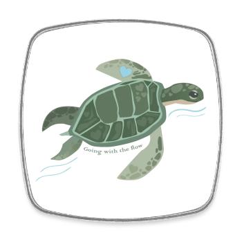 Tortue du cœur : Rivière de la Tranquillité - Magnet carré - blanc - Devant