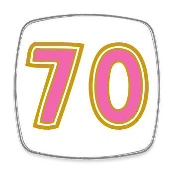 70. 70 ANS. 70e ANNIVERSAIRE. ANNIVERSAIRE 70 ANS. - Magnet carré - blanc - Devant