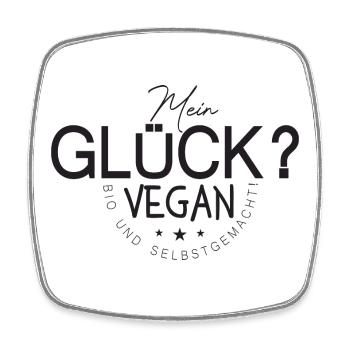 Positif Mon bonheur ? Vegan, bio et fait maison - Magnet carré - blanc - Devant