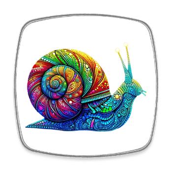 Schnecke - Viereckiger Kühlschrankmagnet - Weiß - Vorne