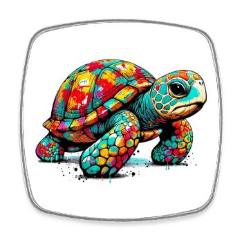 Tortue - Magnet carré - blanc - Devant