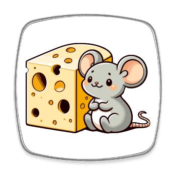 Cheese Lover Mouse: Der winzige Gourmet - Viereckiger Kühlschrankmagnet - Weiß - Vorne