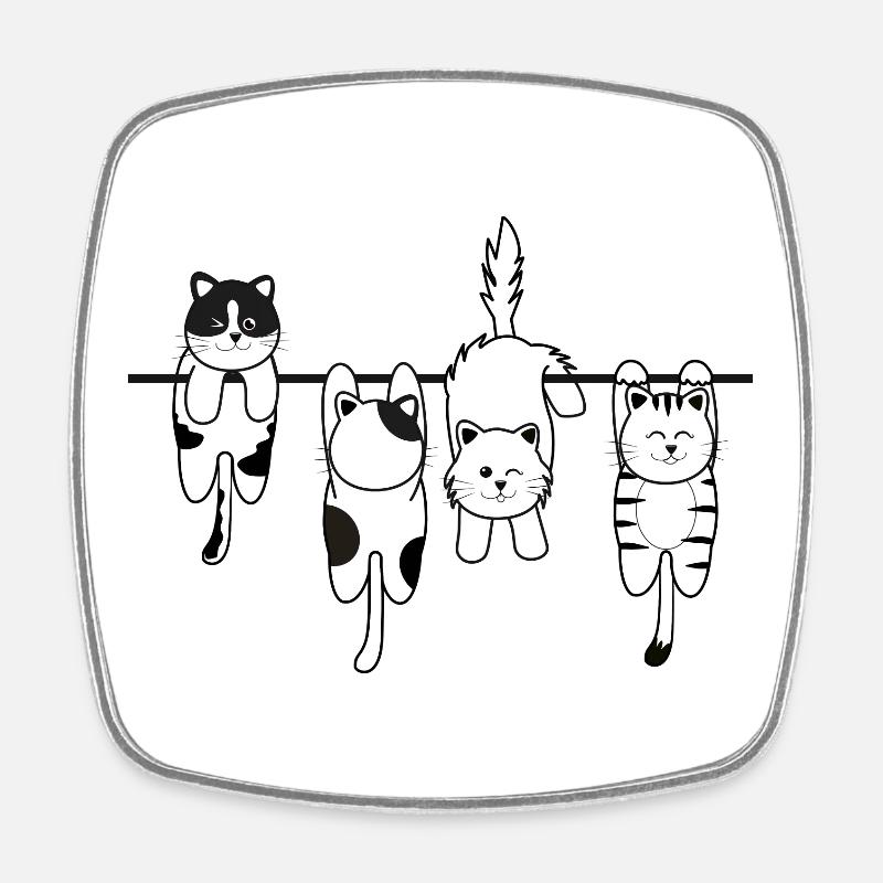 Laundry cat - Square fridge magnet - white