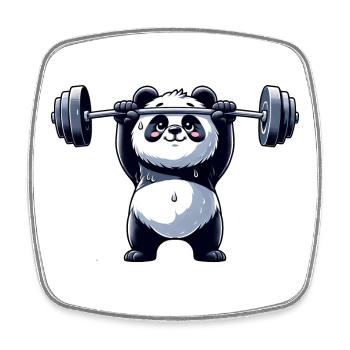 Cool Panda Dumbbell Weightlifter Fitness - Square fridge magnet - white - Front