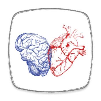 Cerveau et cœur - Magnet carré - blanc - Devant