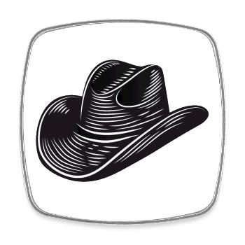 black cowboy hat,western hat vector illustration style - Square fridge magnet - white - Front